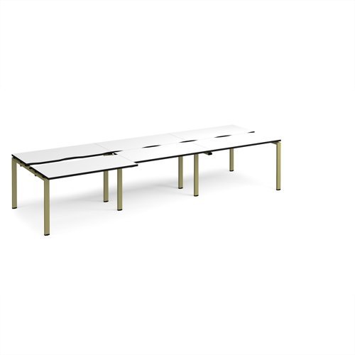 Adapt sliding top triple back to back desks 3600mm x 1200mm - green frame White Top black edge - STE3612-GN-WK