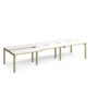 Adapt sliding top triple back to back desks 3600mm x 1200mm - green frame White Top oak edge - STE3612-GN-WO