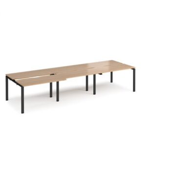 Adapt sliding top triple back to back desks 3600mm x 1200mm - black frame Beech top - STE3612-K-B