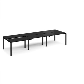 Adapt sliding top triple back to back desks 3600mm x 1200mm - black frame black top - STE3612-K-BK