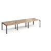 Adapt sliding top triple back to back desks 3600mm x 1200mm - black frame Kendal Oak Top - STE3612-K-KO