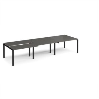 Adapt sliding top triple back to back desks 3600mm x 1200mm - black frame storm grey top - STE3612-K-OG