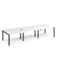 Adapt sliding top triple back to back desks 3600mm x 1200mm - black frame White Top - STE3612-K-WH