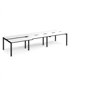 Adapt sliding top triple back to back desks 3600mm x 1200mm - black frame White Top black edge - STE3612-K-WK
