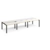 Adapt sliding top triple back to back desks 3600mm x 1200mm - black frame White Top with oak edging - STE3612-K-WO