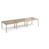Adapt sliding top triple back to back desks 3600mm x 1200mm - silver frame Kendal Oak Top - STE3612-S-KO