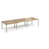 Adapt sliding top triple back to back desks 3600mm x 1200mm - silver frame Oak Top - STE3612-S-O