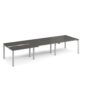 Adapt sliding top triple back to back desks 3600mm x 1200mm - silver frame storm grey top - STE3612-S-OG