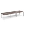 Adapt sliding top triple back to back desks 3600mm x 1200mm - silver frame Walnut top - STE3612-S-W