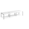 Adapt sliding top triple back to back desks 3600mm x 1200mm - silver frame White Top - STE3612-S-WH