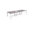Adapt sliding top triple back to back desks 3600mm x 1200mm - white frame Grey Oak Top - STE3612-WH-GO