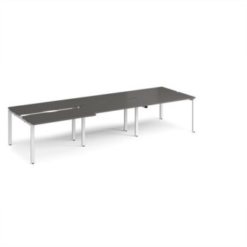 Adapt sliding top triple back to back desks 3600mm x 1200mm - white frame storm grey top - STE3612-WH-OG