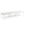 Adapt sliding top triple back to back desks 3600mm x 1200mm - white frame White Top with oak edging - STE3612-WH-WO