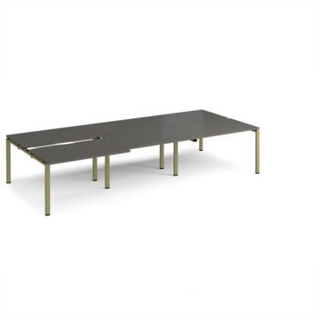 Adapt sliding top triple back to back desks 3600mm x 1600mm - green frame storm grey top - STE3616-GN-OG