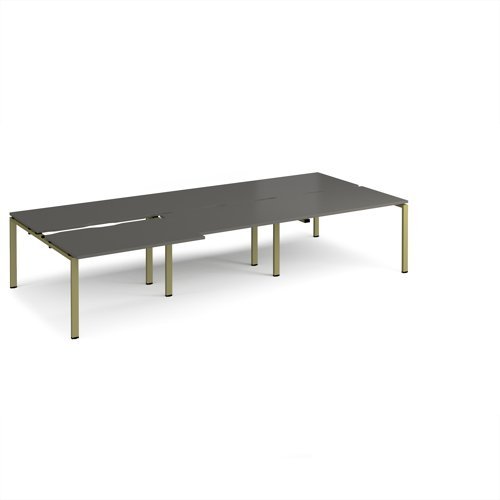 Adapt sliding top triple back to back desks 3600mm x 1600mm - green frame storm grey top - STE3616-GN-OG