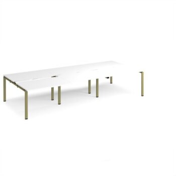 Adapt sliding top triple back to back desks 3600mm x 1600mm - green frame White Top - STE3616-GN-WH