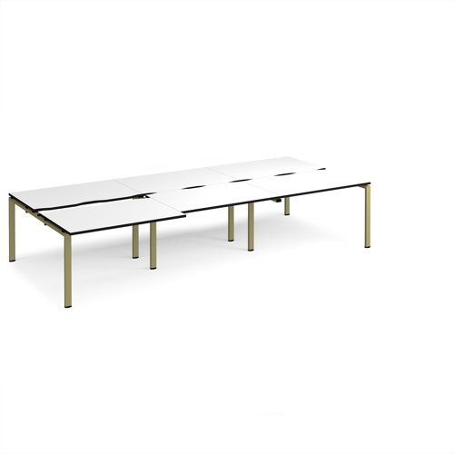 Adapt sliding top triple back to back desks 3600mm x 1600mm - green frame White Top black edge - STE3616-GN-WK
