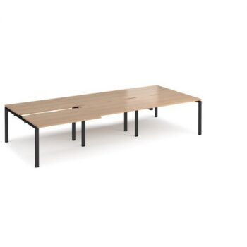 Adapt sliding top triple back to back desks 3600mm x 1600mm - black frame Beech top - STE3616-K-B