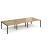 Adapt sliding top triple back to back desks 3600mm x 1600mm - black frame Oak Top - STE3616-K-O