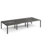 Adapt sliding top triple back to back desks 3600mm x 1600mm - black frame storm grey top - STE3616-K-OG