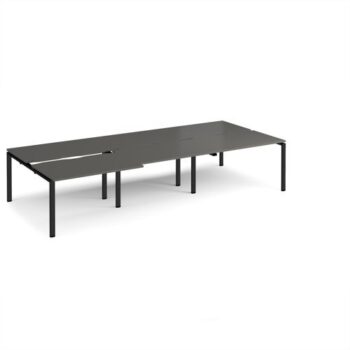 Adapt sliding top triple back to back desks 3600mm x 1600mm - black frame storm grey top - STE3616-K-OG