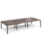 Adapt sliding top triple back to back desks 3600mm x 1600mm - black frame Walnut top - STE3616-K-W