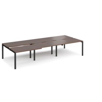 Adapt sliding top triple back to back desks 3600mm x 1600mm - black frame Walnut top - STE3616-K-W