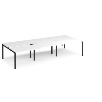 Adapt sliding top triple back to back desks 3600mm x 1600mm - black frame White Top - STE3616-K-WH