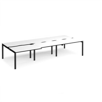 Adapt sliding top triple back to back desks 3600mm x 1600mm - black frame White Top black edge - STE3616-K-WK