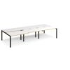 Adapt sliding top triple back to back desks 3600mm x 1600mm - black frame White Top with oak edging - STE3616-K-WO