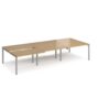 Adapt sliding top triple back to back desks 3600mm x 1600mm - silver frame Oak Top - STE3616-S-O
