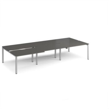 Adapt sliding top triple back to back desks 3600mm x 1600mm - silver frame storm grey top - STE3616-S-OG
