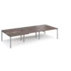Adapt sliding top triple back to back desks 3600mm x 1600mm - silver frame Walnut top - STE3616-S-W