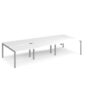 Adapt sliding top triple back to back desks 3600mm x 1600mm - silver frame White Top - STE3616-S-WH