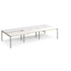 Adapt sliding top triple back to back desks 3600mm x 1600mm - silver frame White Top with oak edging - STE3616-S-WO