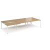 Adapt sliding top triple back to back desks 3600mm x 1600mm - white frame Oak Top - STE3616-WH-O