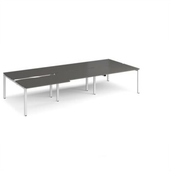 Adapt sliding top triple back to back desks 3600mm x 1600mm - white frame storm grey top - STE3616-WH-OG