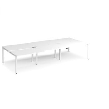 Adapt sliding top triple back to back desks 3600mm x 1600mm - white frame White Top - STE3616-WH-WH