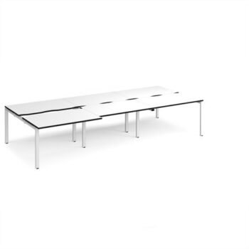 Adapt sliding top triple back to back desks 3600mm x 1600mm - white frame White Top black edge - STE3616-WH-WK