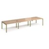 Adapt sliding top triple back to back desks 4200mm x 1200mm - green frame Beech top - STE4212-GN-B