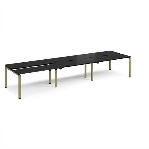 Adapt sliding top triple back to back desks 4200mm x 1200mm - green frame black top - STE4212-GN-BK