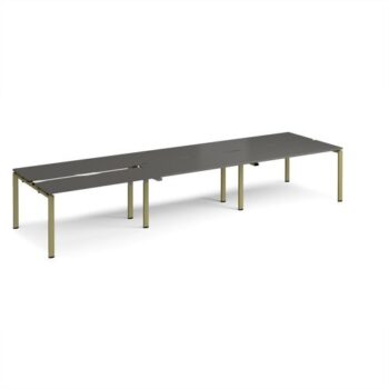 Adapt sliding top triple back to back desks 4200mm x 1200mm - green frame storm grey top - STE4212-GN-OG