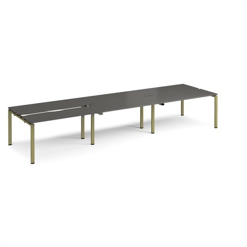 Adapt sliding top triple back to back desks 4200mm x 1200mm - green frame storm grey top - STE4212-GN-OG