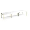 Adapt sliding top triple back to back desks 4200mm x 1200mm - green frame White Top - STE4212-GN-WH