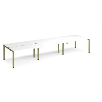 Adapt sliding top triple back to back desks 4200mm x 1200mm - green frame White Top - STE4212-GN-WH