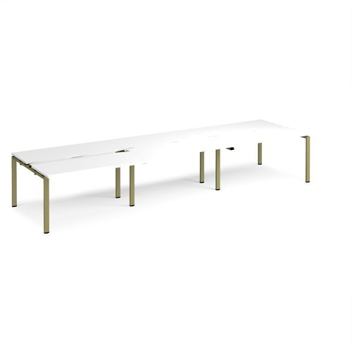Adapt sliding top triple back to back desks 4200mm x 1200mm - green frame White Top - STE4212-GN-WH