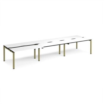 Adapt sliding top triple back to back desks 4200mm x 1200mm - green frame White Top black edge - STE4212-GN-WK