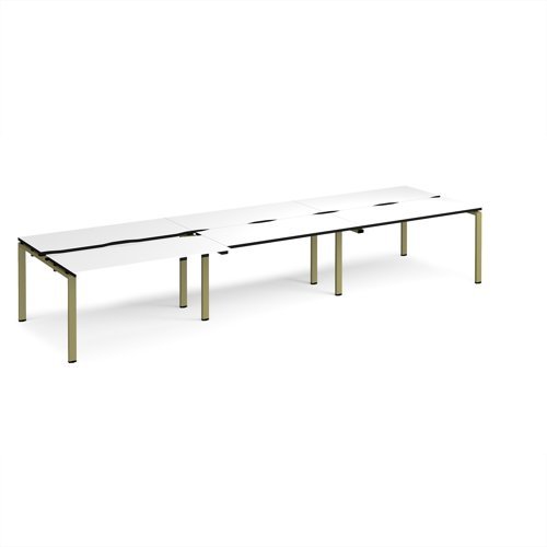 Adapt sliding top triple back to back desks 4200mm x 1200mm - green frame White Top black edge - STE4212-GN-WK