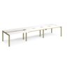 Adapt sliding top triple back to back desks 4200mm x 1200mm - green frame White Top oak edge - STE4212-GN-WO