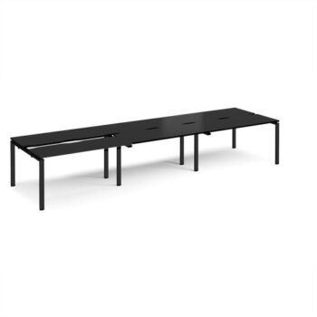 Adapt sliding top triple back to back desks 4200mm x 1200mm - black frame black top - STE4212-K-BK